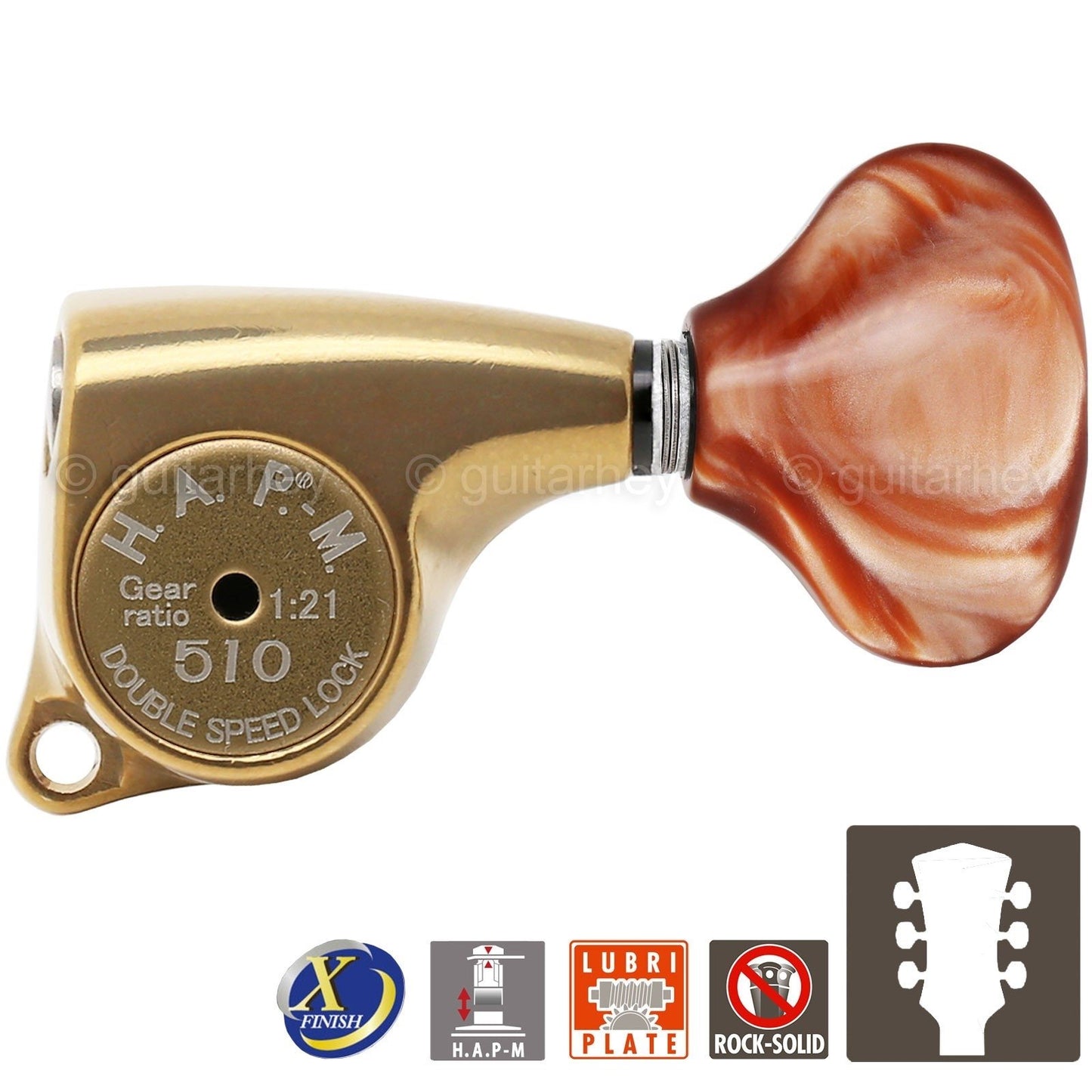 NEW Gotoh SGL510Z-CL5 HAPM Locking Set L3+R3 Adj Height 1:21, 3x3 ANTIQUE X-GOLD