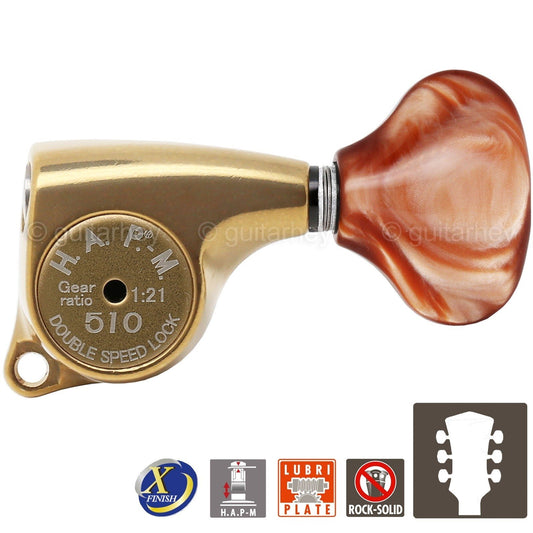 NEW Gotoh SGL510Z-CL5 HAPM Locking Set L3+R3 Adj Height 1:21, 3x3 ANTIQUE X-GOLD