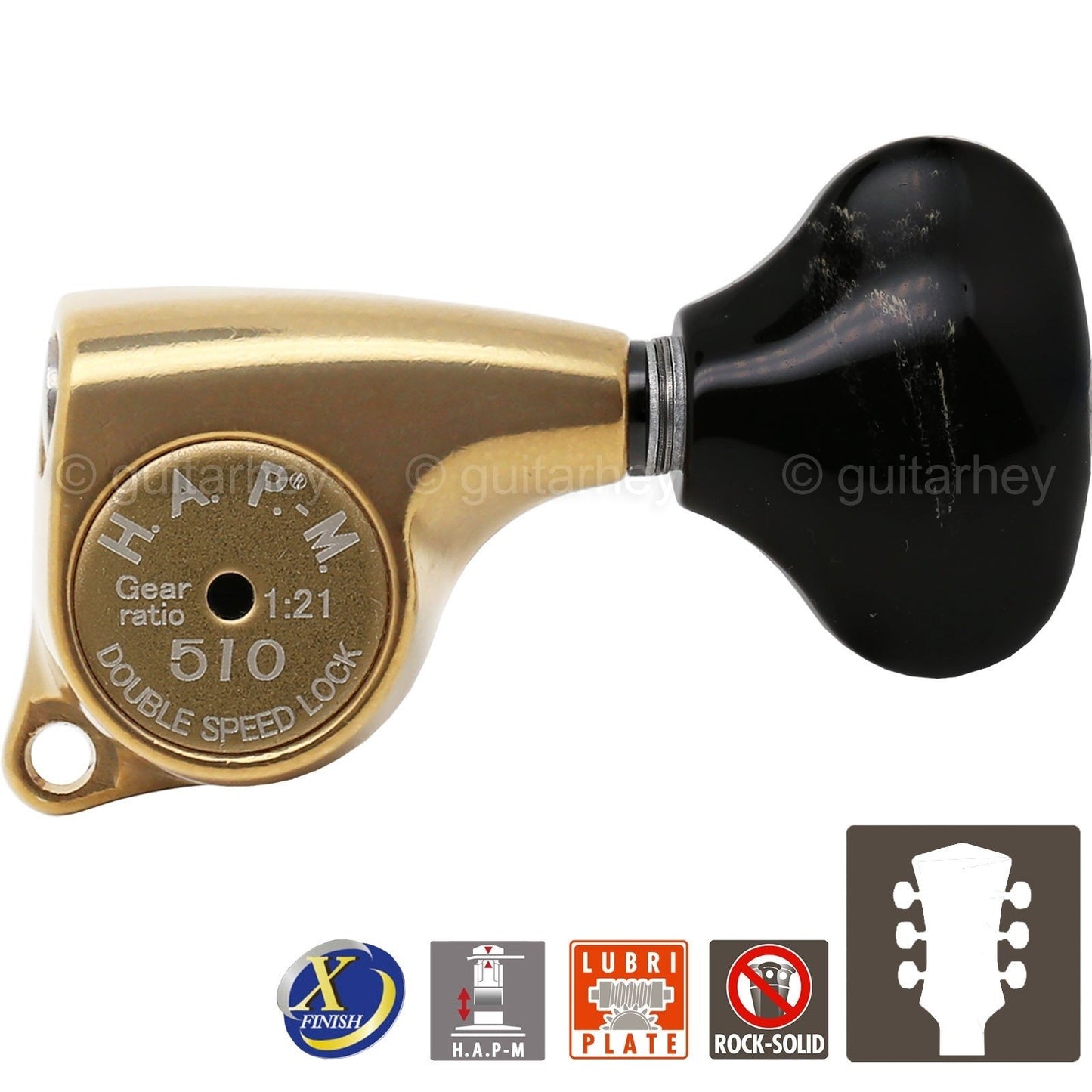 NEW Gotoh SGL510Z-FL5 HAPM Locking Set L3+R3 Adj Height 1:21, 3x3 ANTIQUE X-GOLD