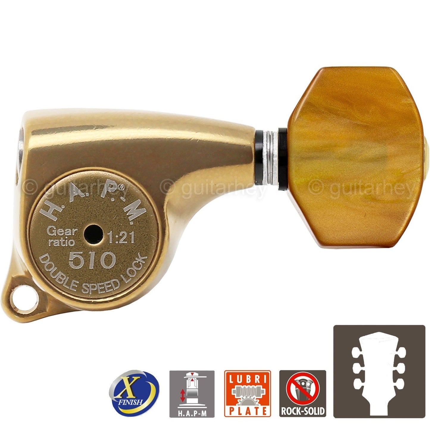 NEW Gotoh SGL510Z-P8 HAPM Locking Set L3+R3 Adj. Height 1:21, 3x3 ANTIQUE X-GOLD