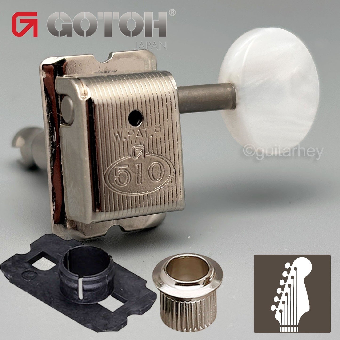 NEW Gotoh SDS510-P5W 6-In-Line Vintage Style Tuners Fender Strat Tele - NICKEL
