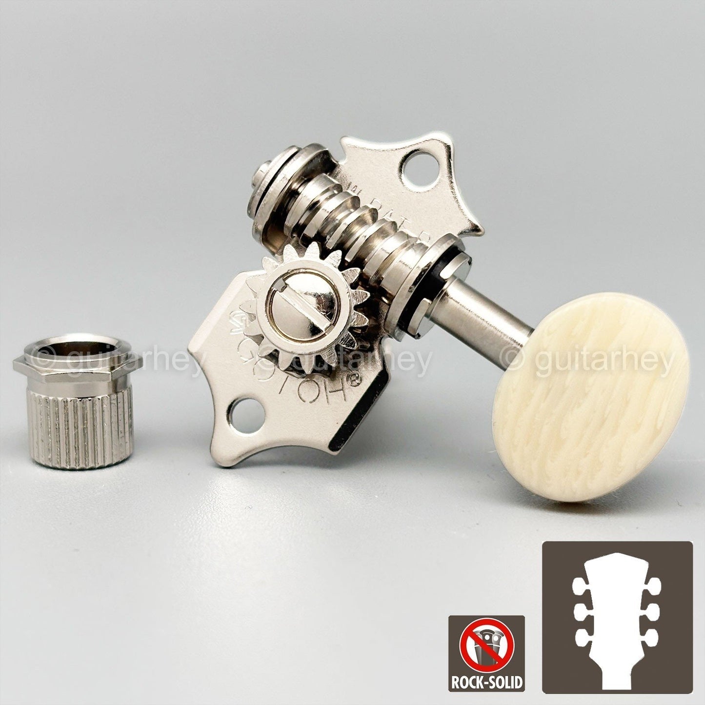 NEW Gotoh SE770-M5 OPEN-GEAR Tuning Keys L3+R3 Ivory Buttons 3x3 Tuners - NICKEL