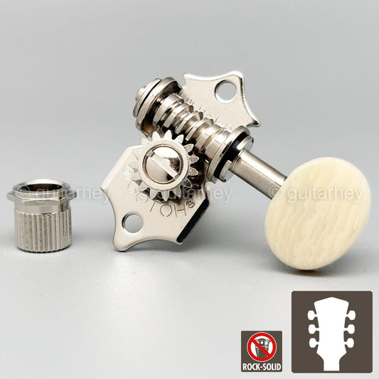 NEW Gotoh SE770-M5 OPEN-GEAR Tuning Keys L3+R3 Ivory Buttons 3x3 Tuners - NICKEL