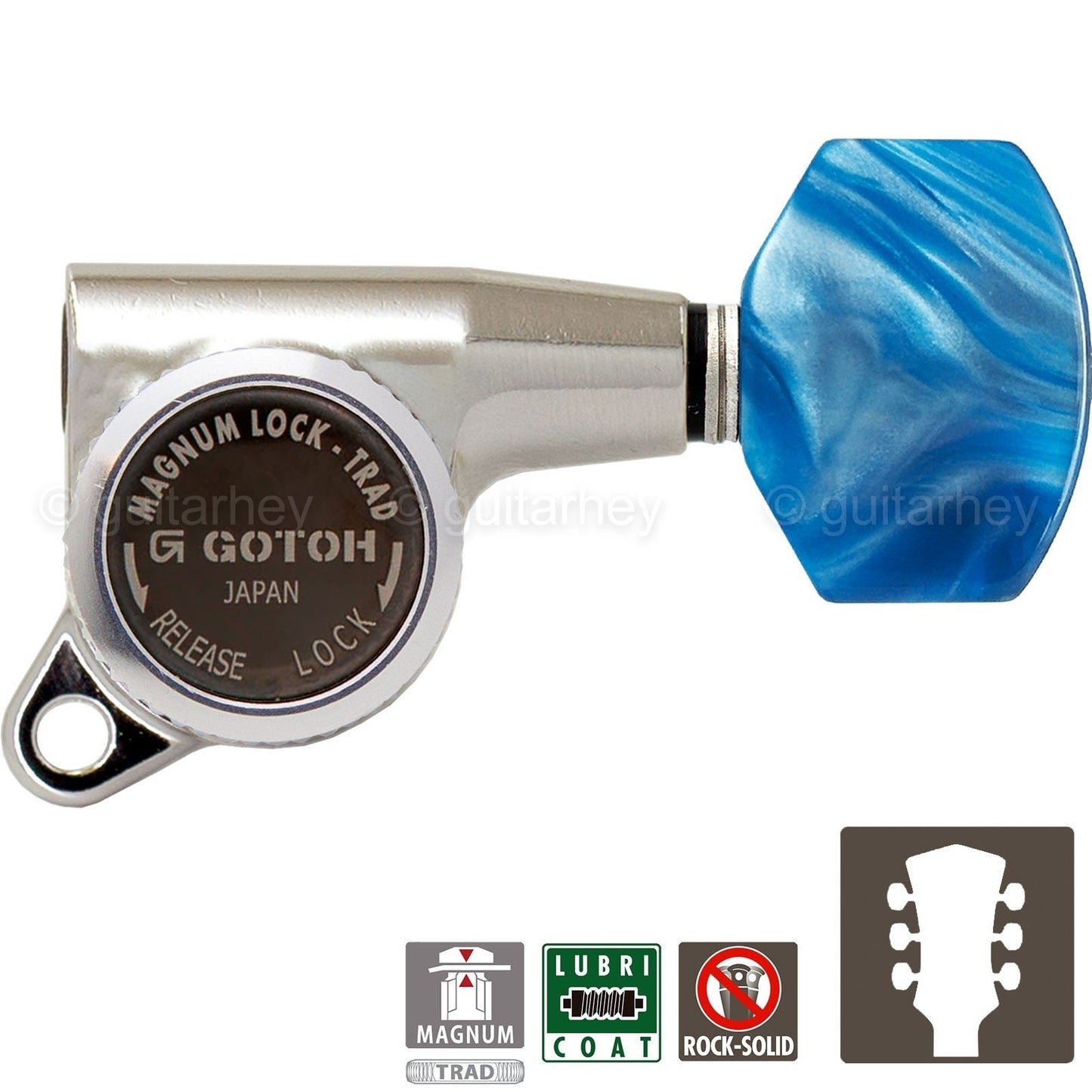 NEW Gotoh SG381-P9 MGT LOCKING Tuning Pegs Small Buttons Keys Set 3x3 - NICKEL