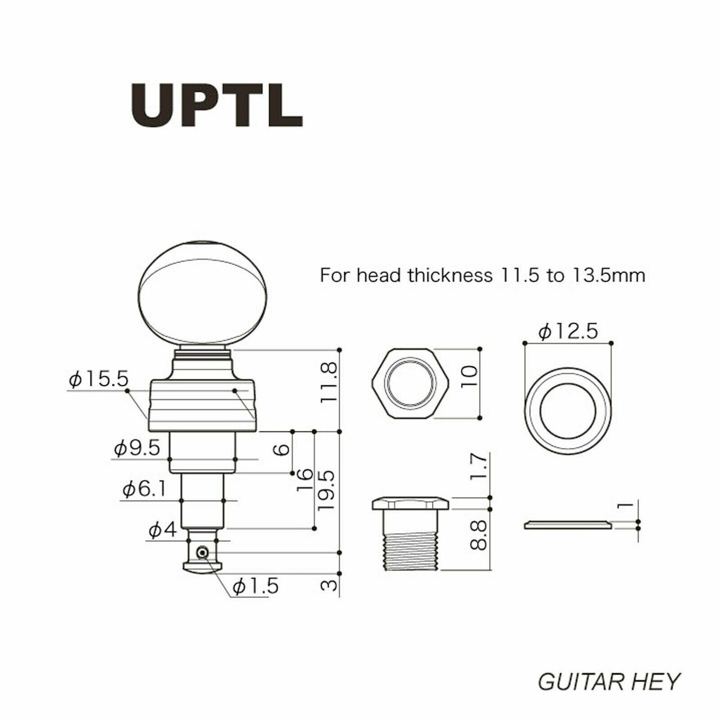NEW Gotoh UPTL-UB9 Sealed Planetary Ukulele LONG Tuning Keys SET - GOLD