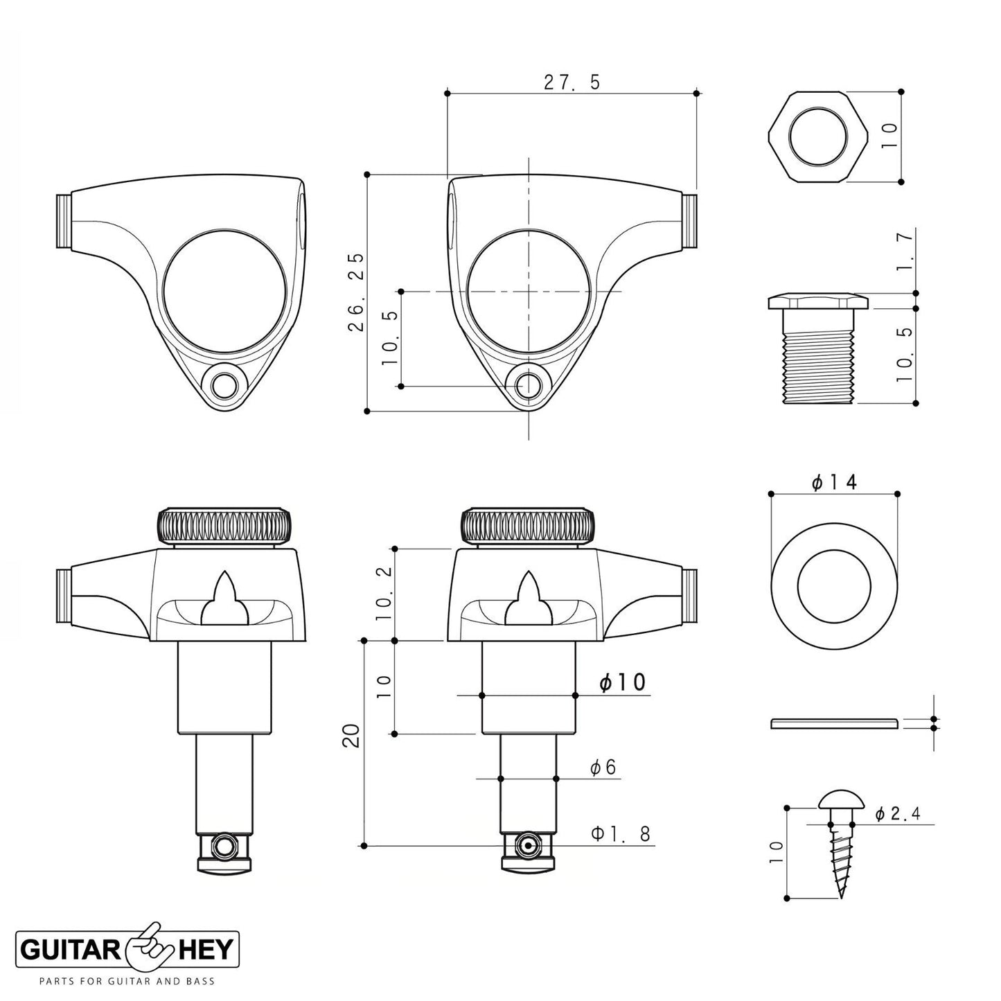 NEW Gotoh SGV510Z-WL5 MGT L3+R3 LOCKING Tuners Set 21:1 Gear 3x3 - COSMO BLACK