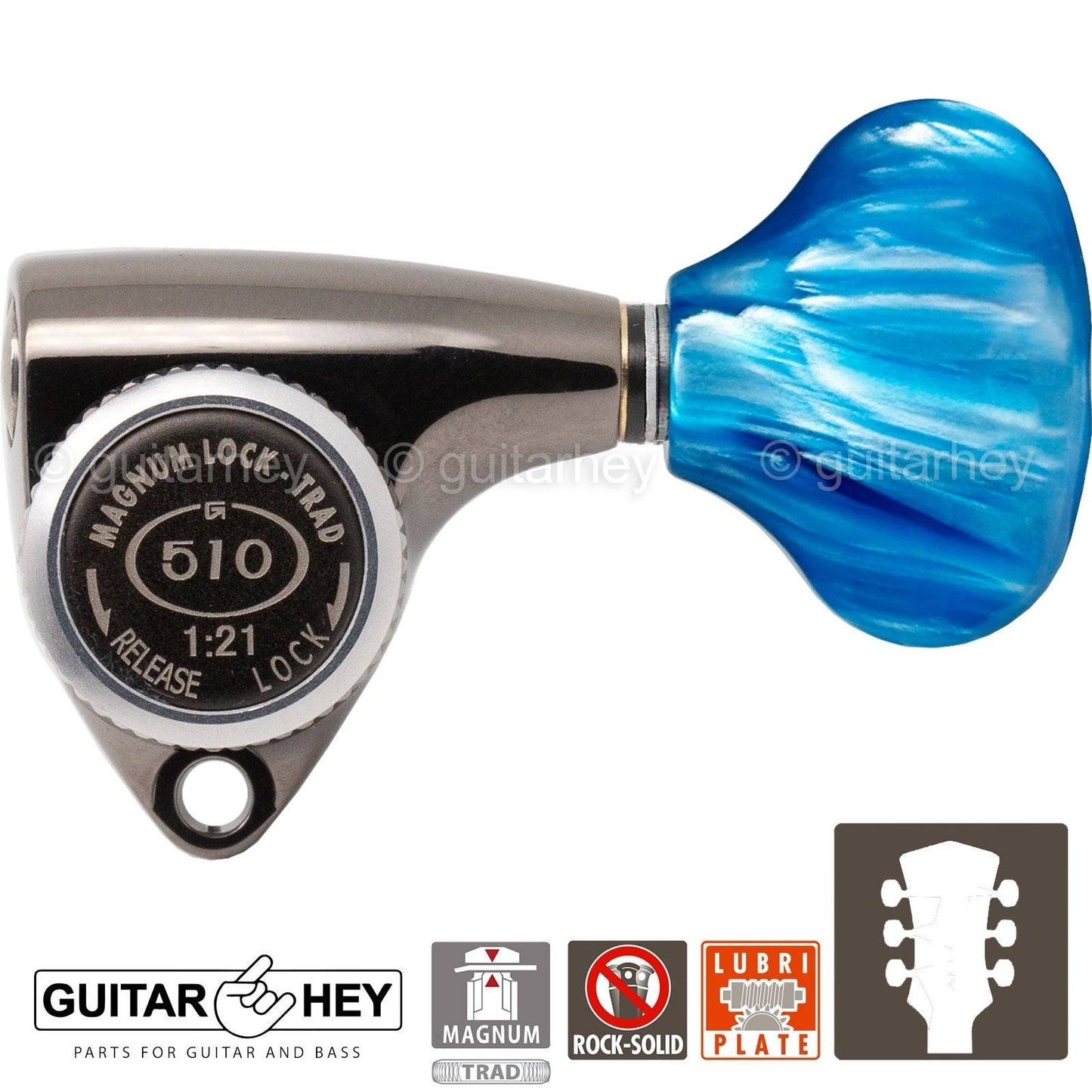 NEW Gotoh SGV510Z-QL5 MGT L3+R3 LOCKING Tuners Set 21:1 Gear 3x3 - COSMO BLACK