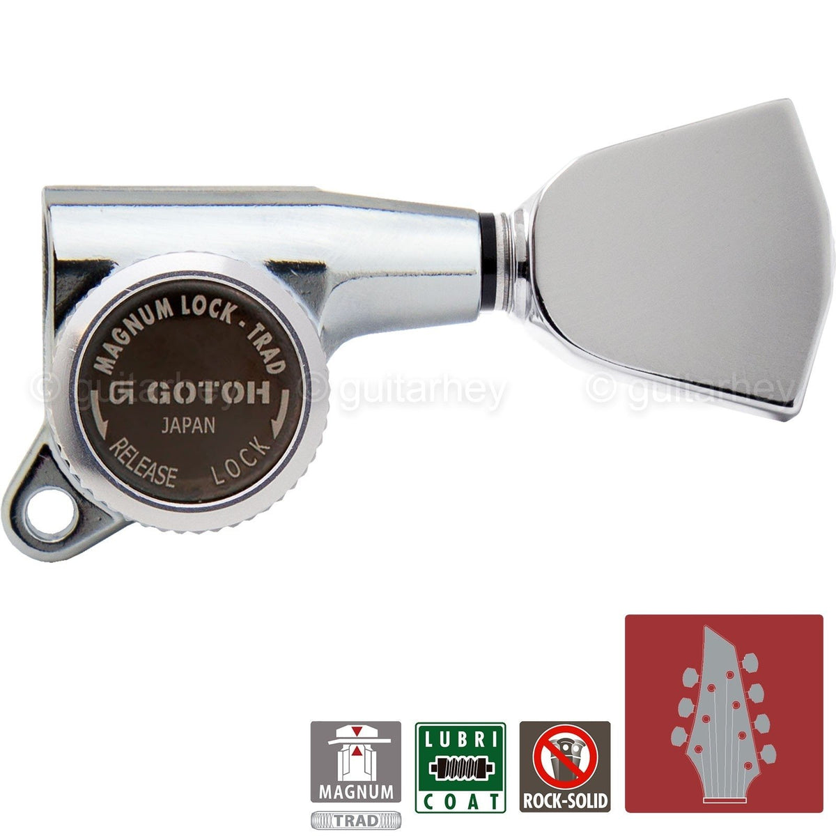 NEW Gotoh SG381-04 MGT Locking Tuners 7-String Keystone L3+R4 Set 3x4 - CHROME