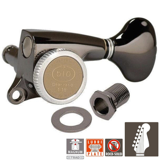 NEW Gotoh SGS510Z-S5 MGT Set MAGNUM LOCKING TRAD 6 in line 1:18 - COSMO BLACK