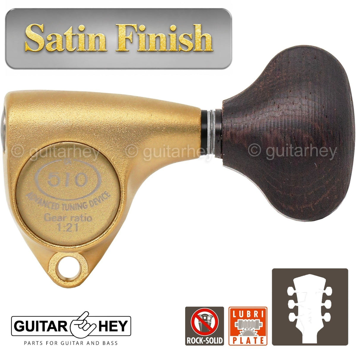 NEW Gotoh SGV510Z-TL5 L3+R3 Tuners 21:1 Gear Ratio LARGE Buttons 3x3 GOLD SATIN