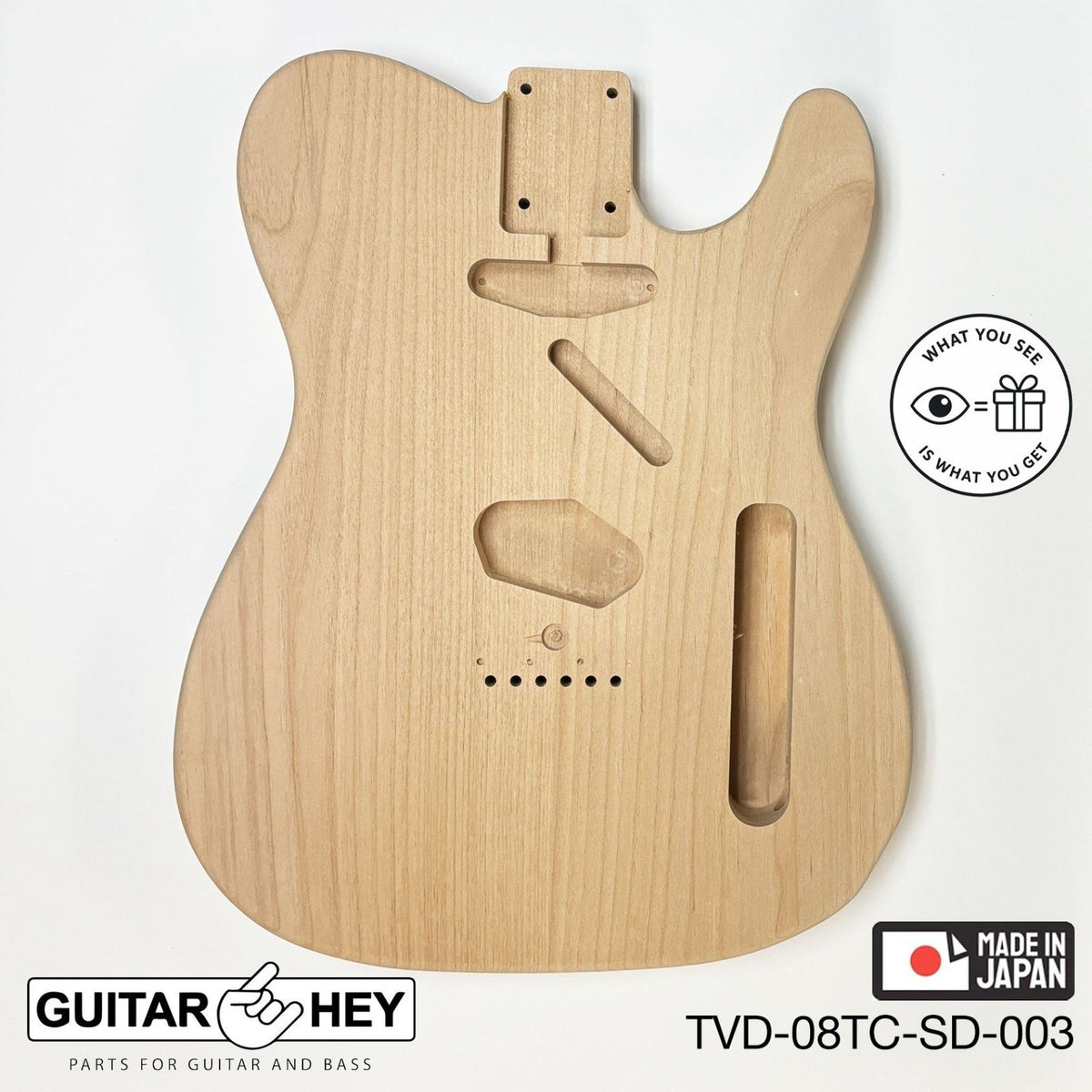 NEW Hosco JAPAN Unfinished Telecaster 62's Style Body, 2-piece - SANDED #003