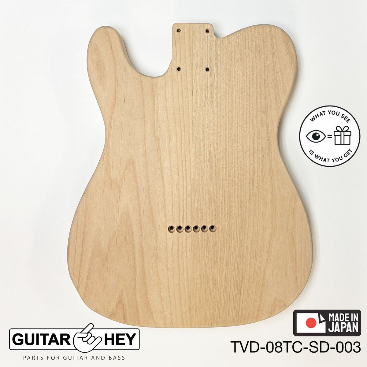 NEW Hosco JAPAN Unfinished Telecaster 62's Style Body, 2-piece - SANDED #003