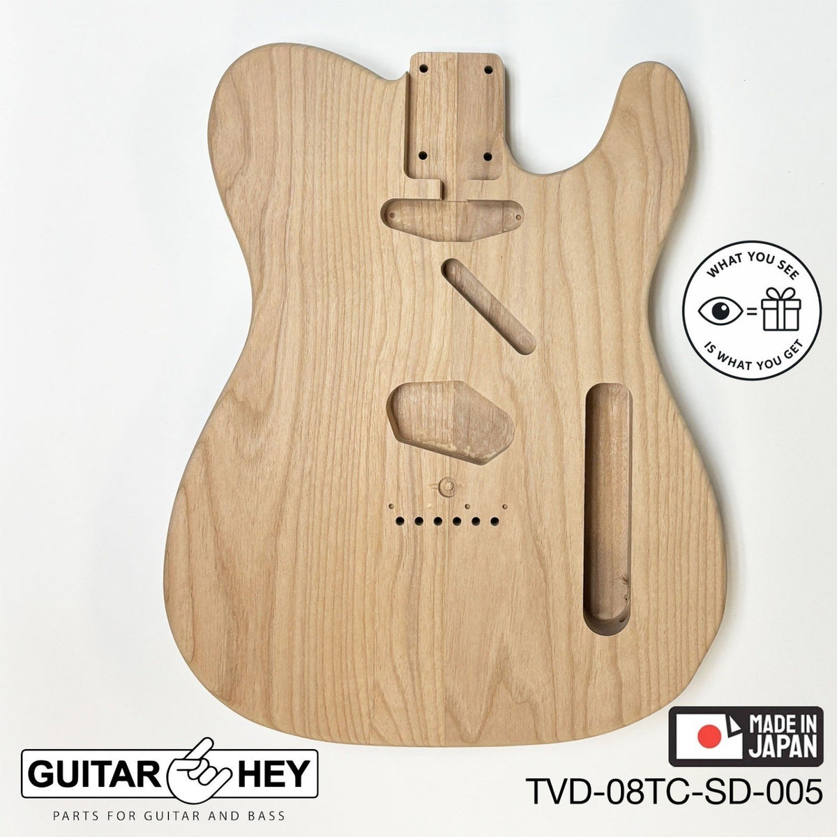 NEW Hosco JAPAN Unfinished Telecaster 62's Style Body, 2-piece - SANDED #005