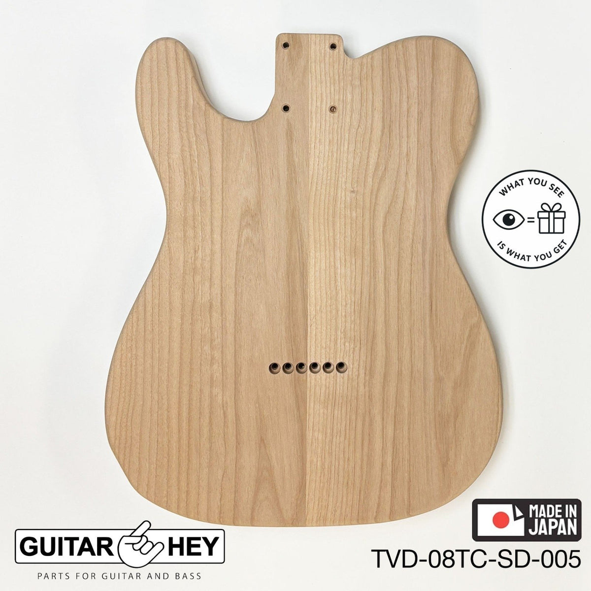NEW Hosco JAPAN Unfinished Telecaster 62's Style Body, 2-piece - SANDED #005