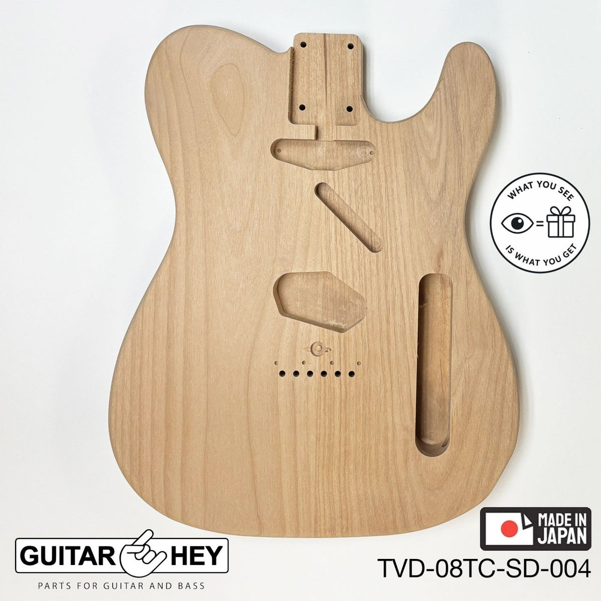 NEW Hosco JAPAN Unfinished Telecaster 62's Style Body, 2-piece - SANDED #004