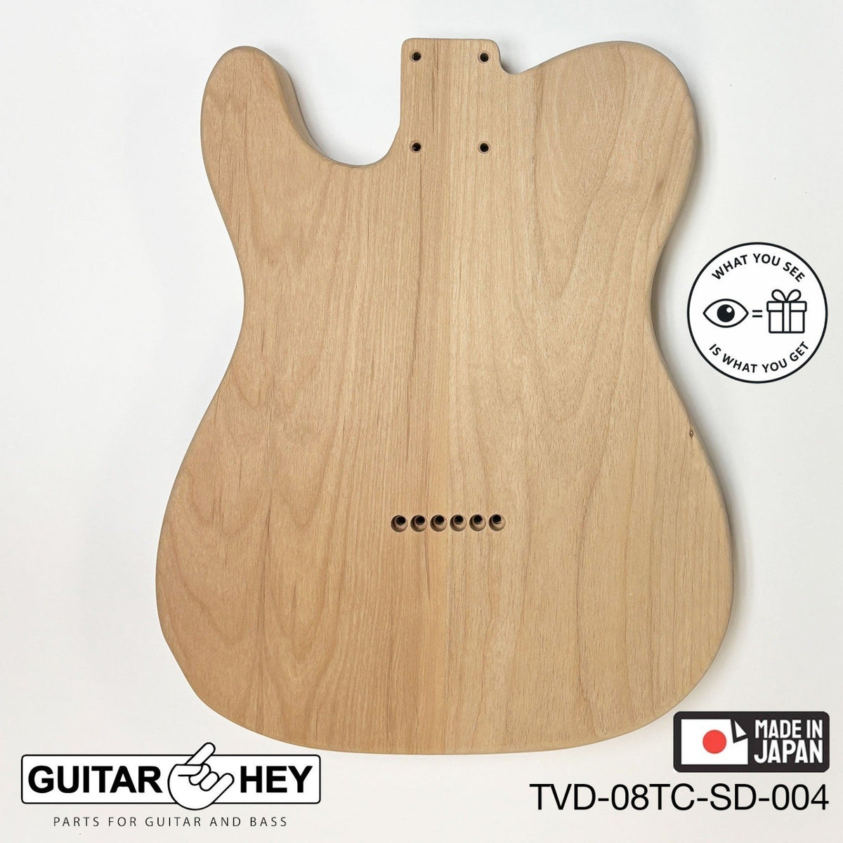 NEW Hosco JAPAN Unfinished Telecaster 62's Style Body, 2-piece - SANDED #004