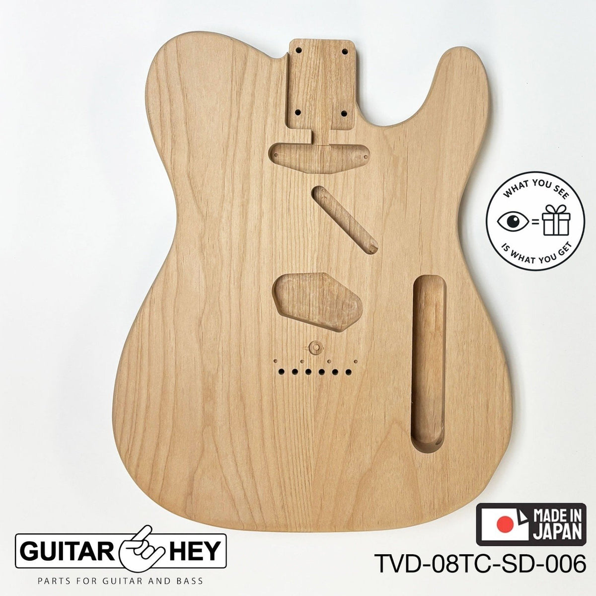 NEW Hosco JAPAN Unfinished Telecaster 62's Style Body, 2-piece - SANDED #006