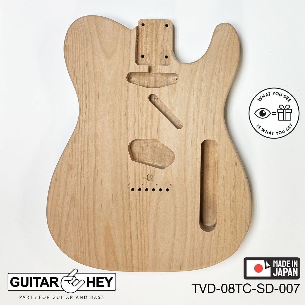 NEW Hosco JAPAN Unfinished Telecaster 62's Style Body, 2-piece - SANDED #007