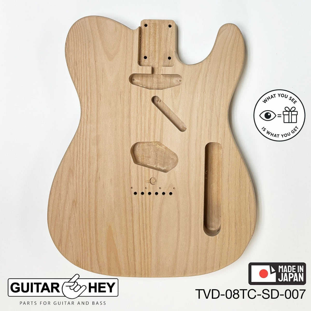 NEW Hosco JAPAN Unfinished Telecaster 62's Style Body, 2-piece - SANDED #007