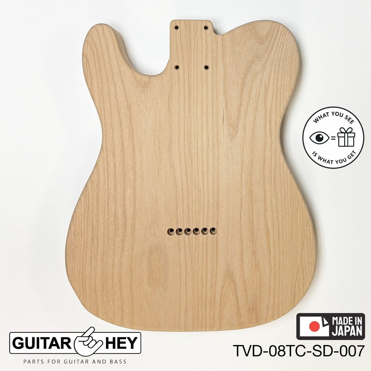 NEW Hosco JAPAN Unfinished Telecaster 62's Style Body, 2-piece - SANDED #007