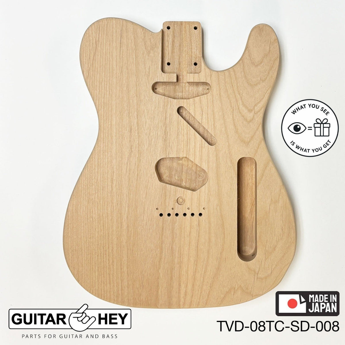 NEW Hosco JAPAN Unfinished Telecaster 62's Style Body, 2-piece - SANDED #008