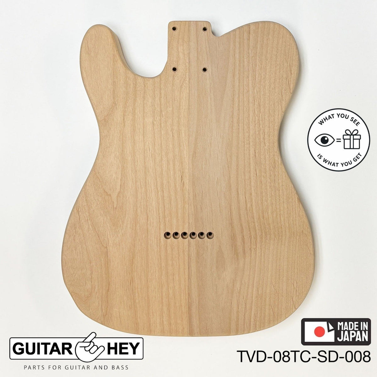 NEW Hosco JAPAN Unfinished Telecaster 62's Style Body, 2-piece - SANDED #008
