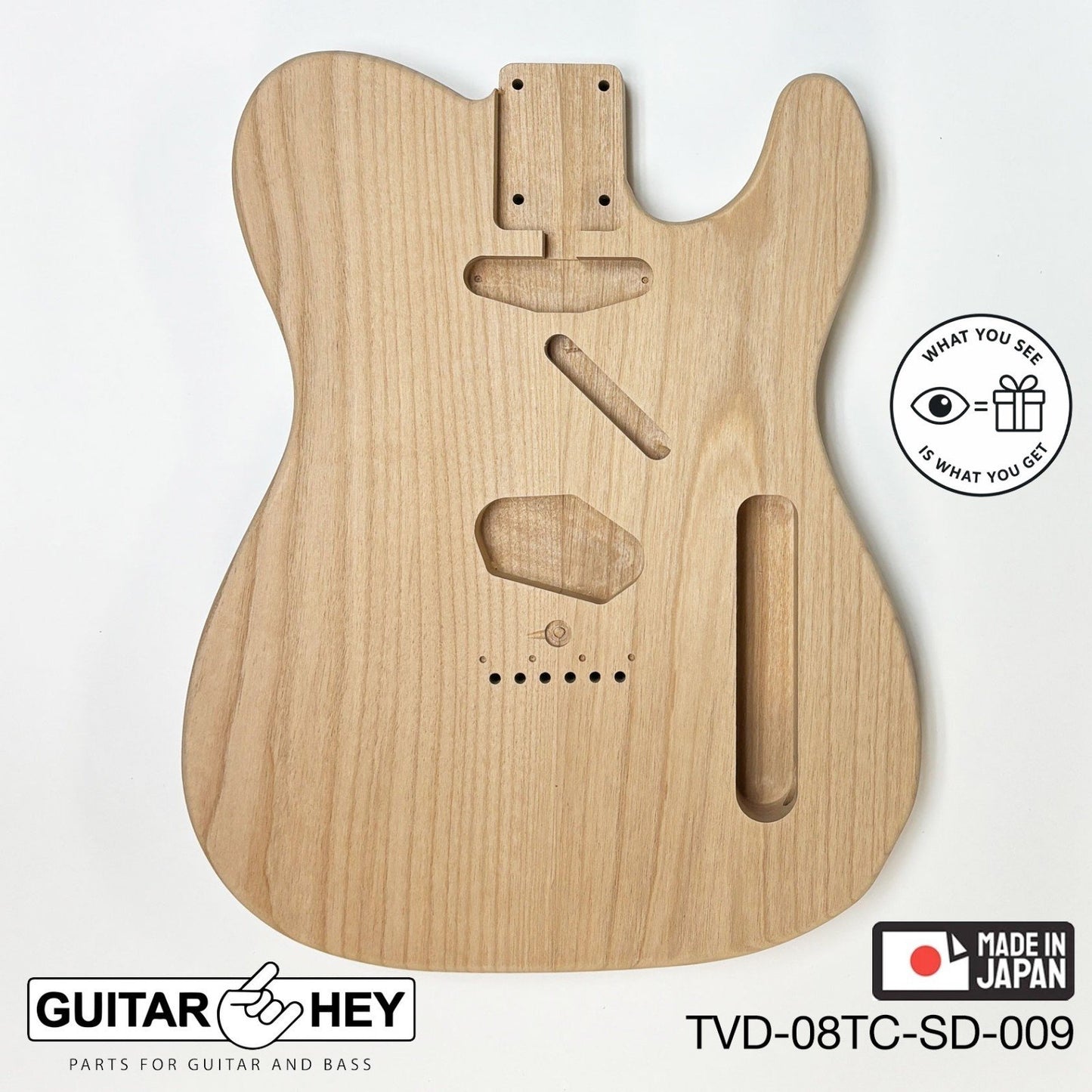 NEW Hosco JAPAN Unfinished Telecaster 62's Style Body, 2-piece - SANDED #009