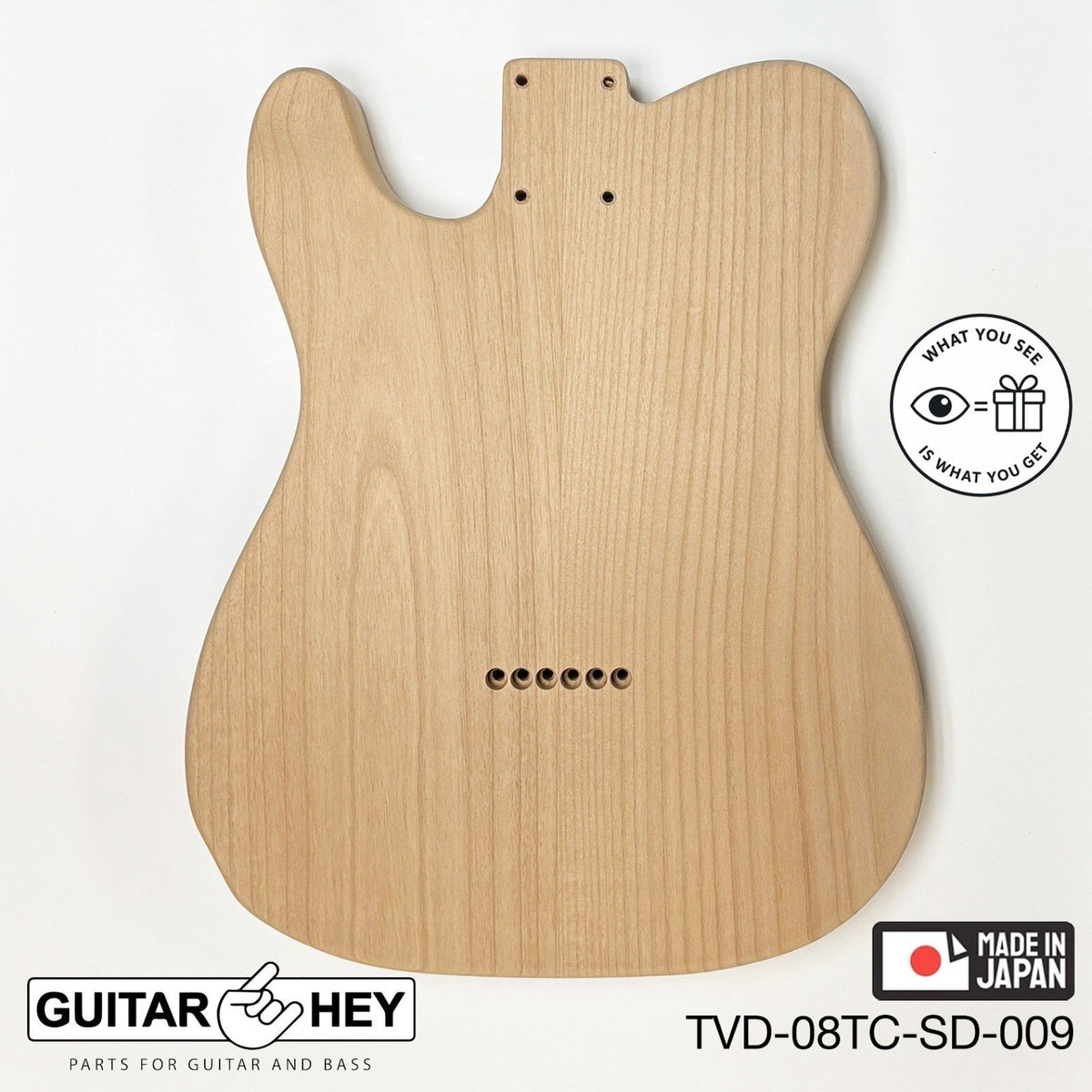 NEW Hosco JAPAN Unfinished Telecaster 62's Style Body, 2-piece - SANDED #009
