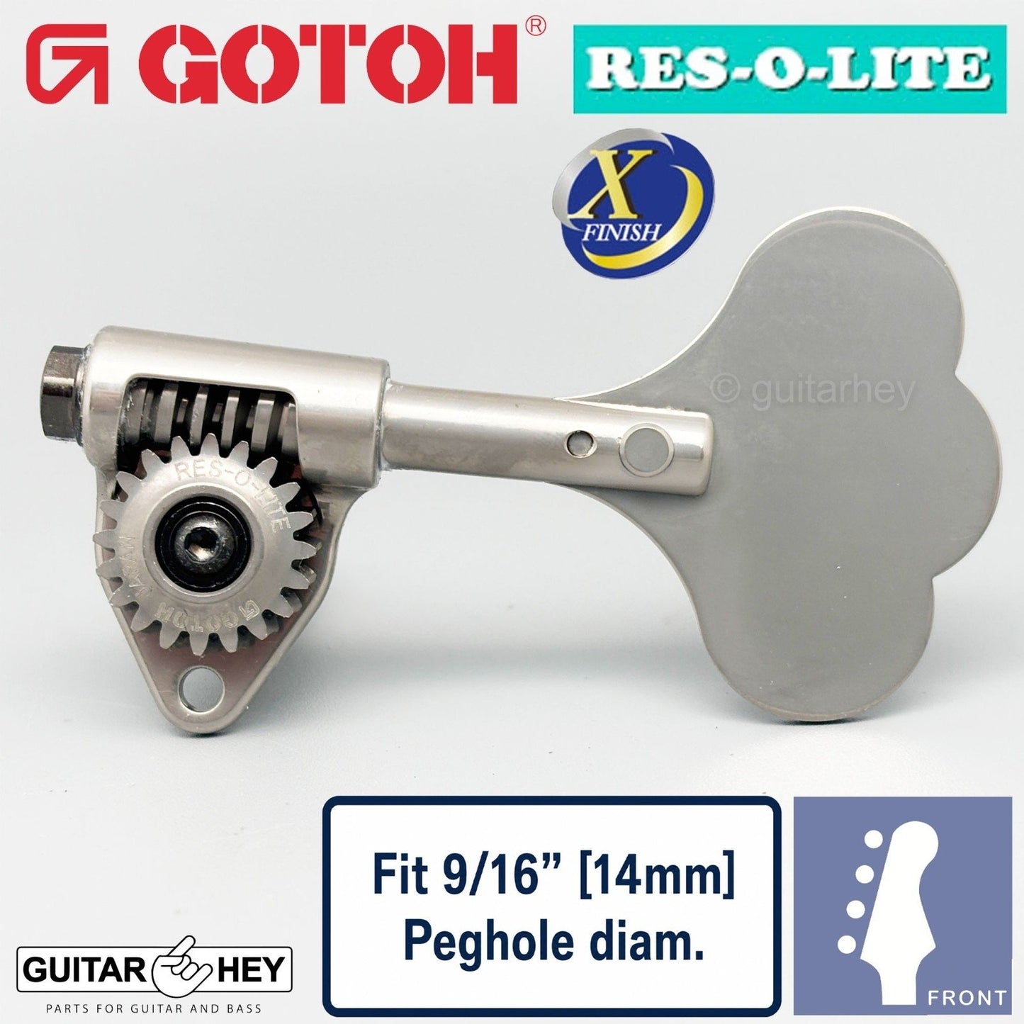 Gotoh GRL510C-9 Bass 4-inline Tuners 9/16" [14mm] RES-O-LITE - ANTIQUE X-NICKEL