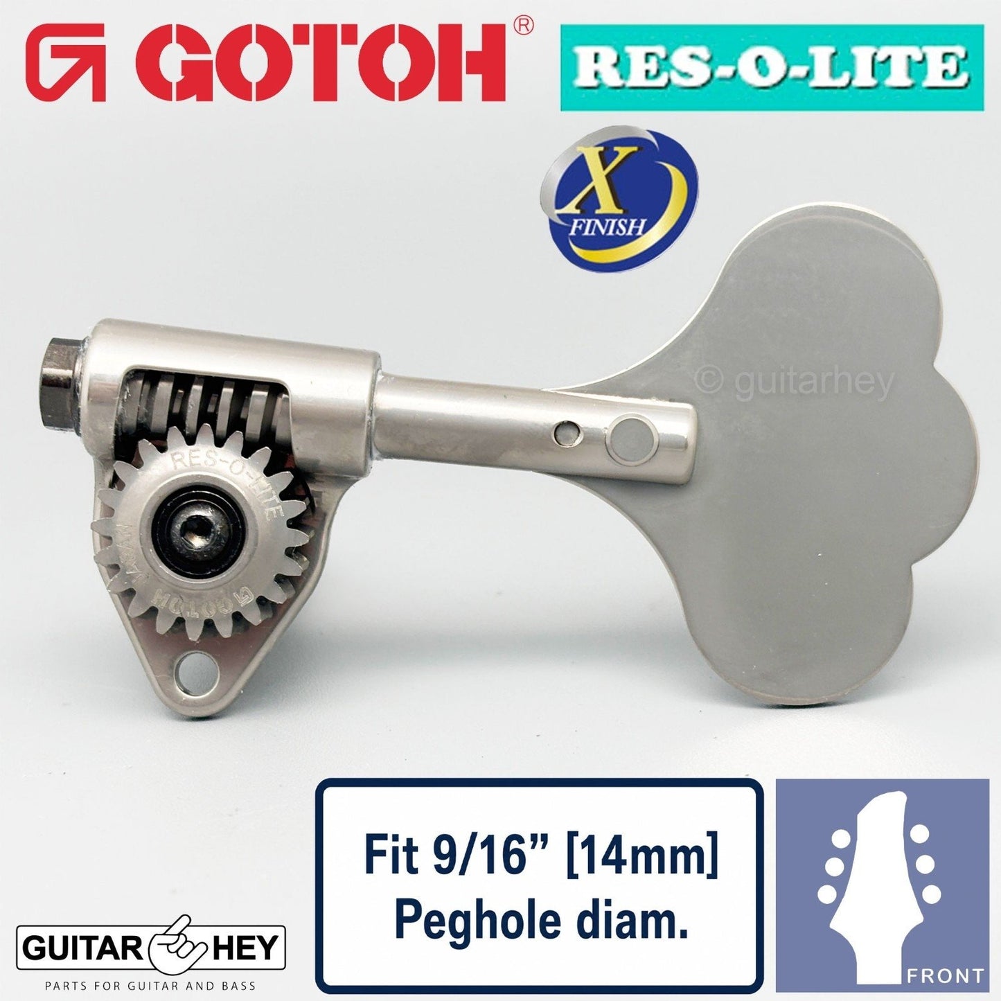 NEW Gotoh GRL510C-9 Bass L3+R3 Tuners 9/16" [14mm] RES-O-LITE, ANTIQUE X-NICKEL