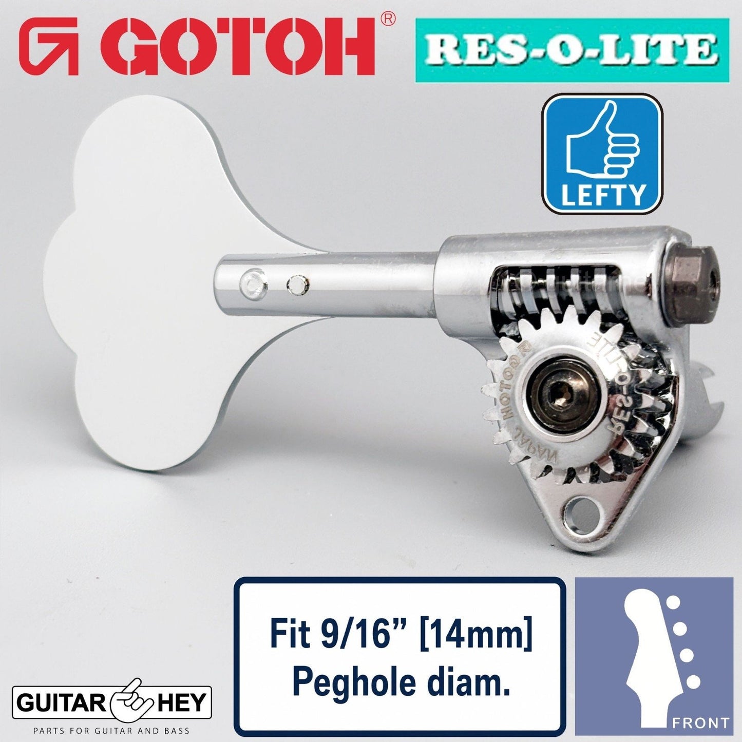 NEW Gotoh GRL510C-9 Bass 4-LEFTY Tuners SET 9/16" [14mm] RES-O-LITE - CHROME