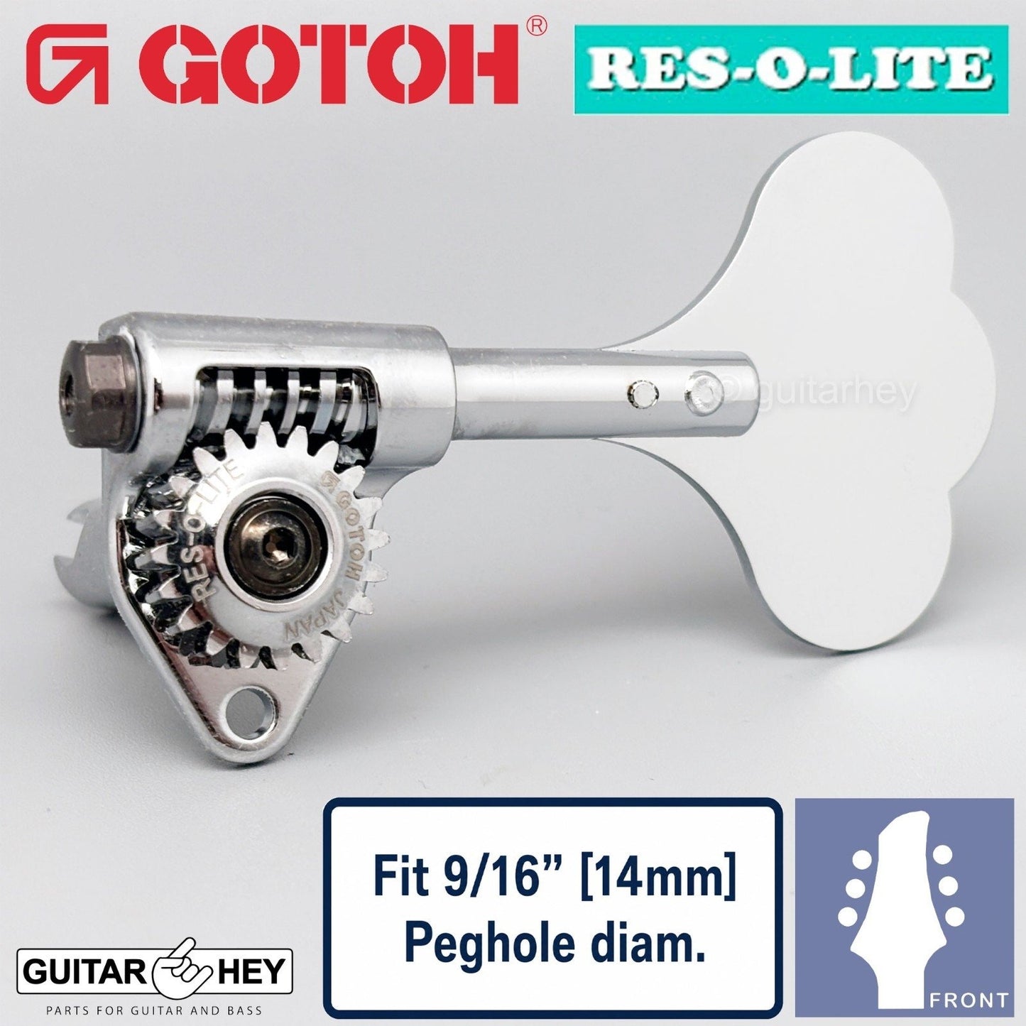 NEW Gotoh GRL510C-9 Bass L3+R3 Tuners 9/16" [14mm] RES-O-LITE - CHROME