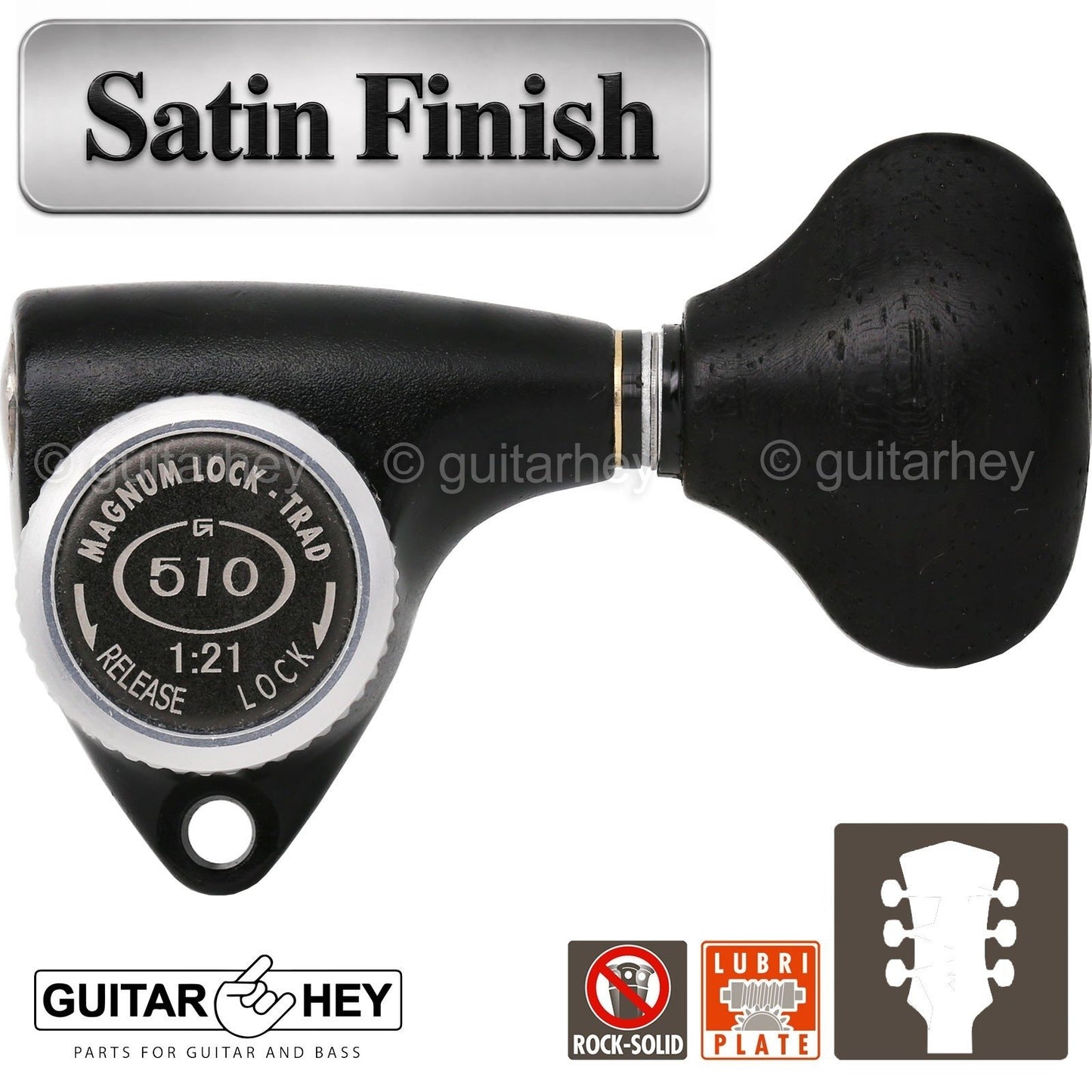 NEW Gotoh SGV510Z-EL5 MGT L3+R3 LOCKING Tuners 21:1 Gear Ratio 3x3 - BLACK SATIN
