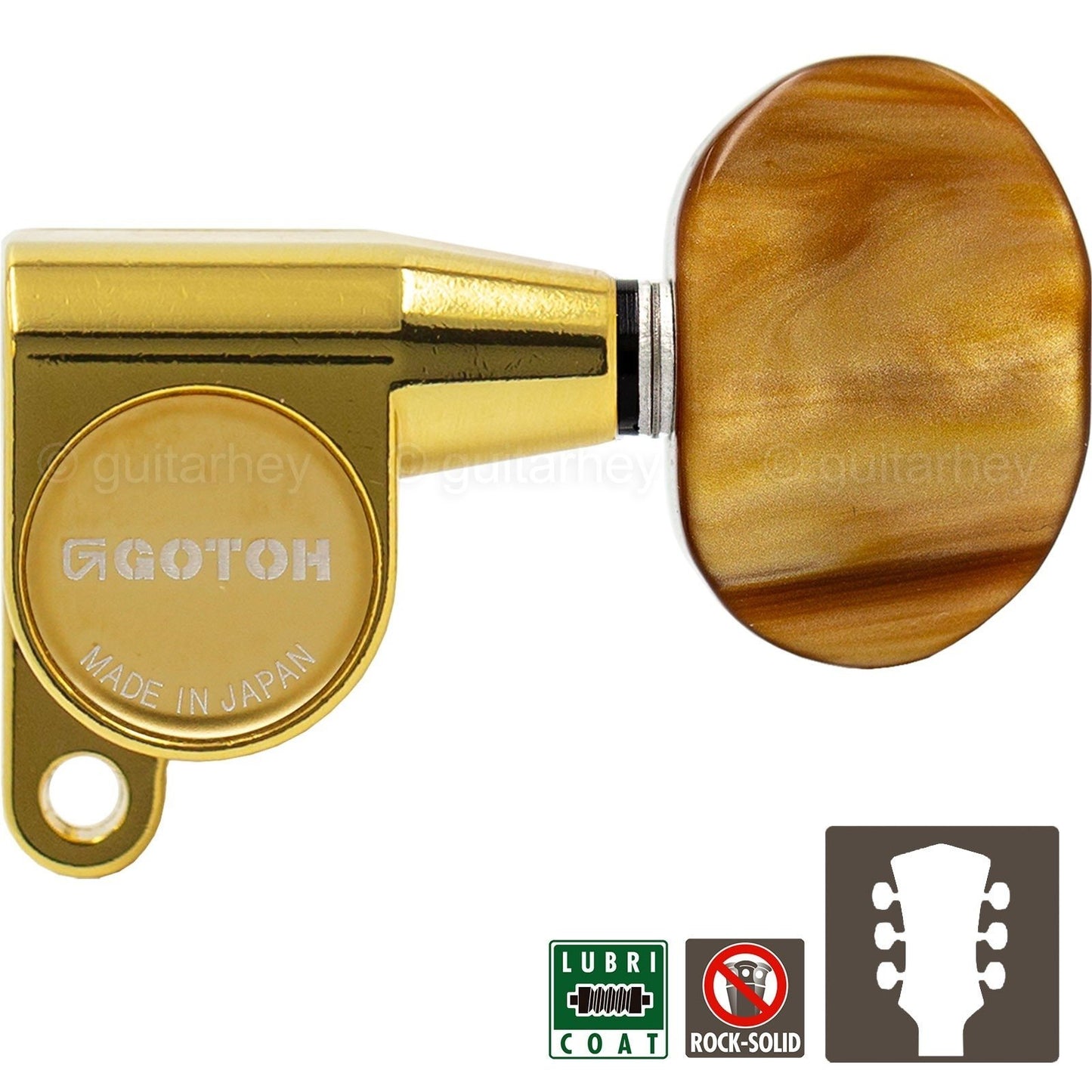 NEW Gotoh SG360-P2 Mini Tuning Keys w/ Large AMBER Buttons Set 3x3 - GOLD