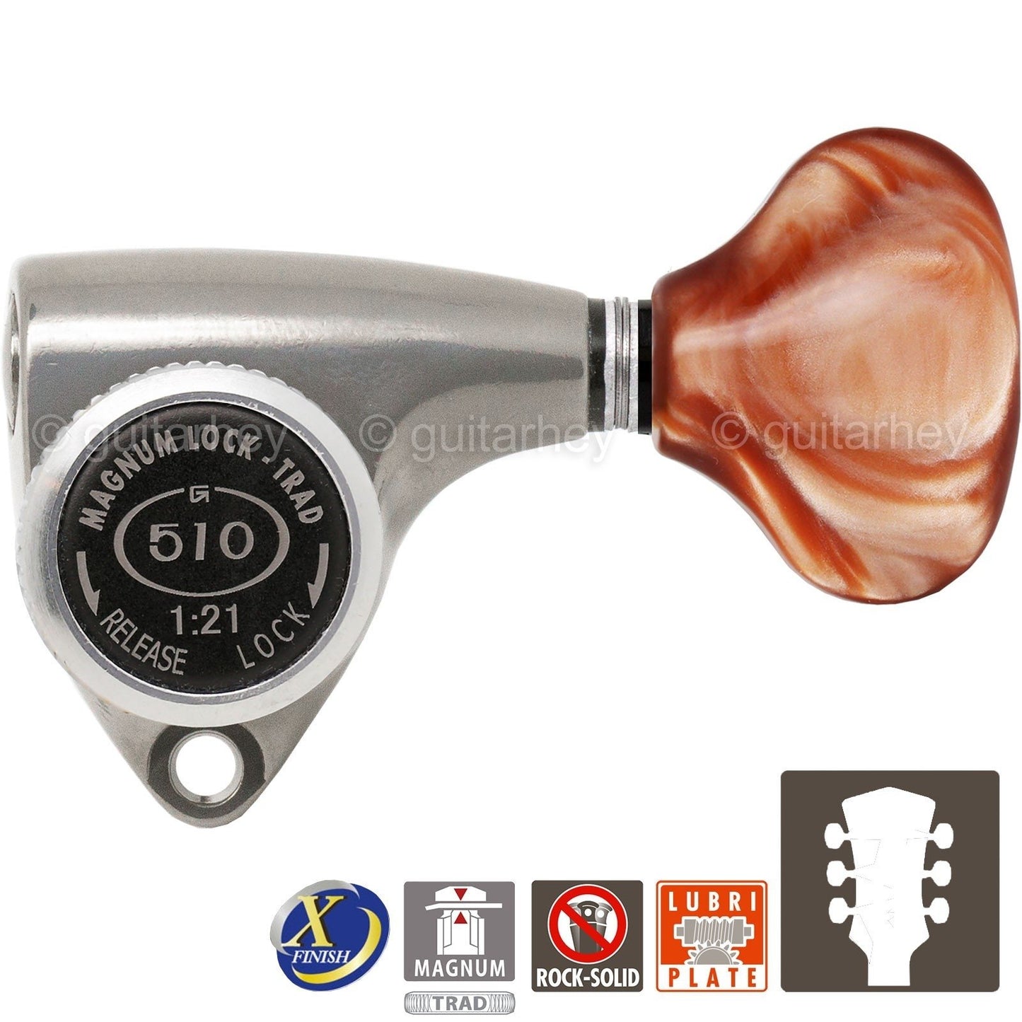 NEW Gotoh SGV510Z-CL5 MGT L3+R3 LOCKING Tuners Set 3x3 - ANTIQUE X-FINISH NICKEL