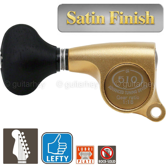 NEW Gotoh SGS510Z-ES5 6 in Line LEFT-HANDED Mini Tuners 18:1 Ratio - SATIN GOLD