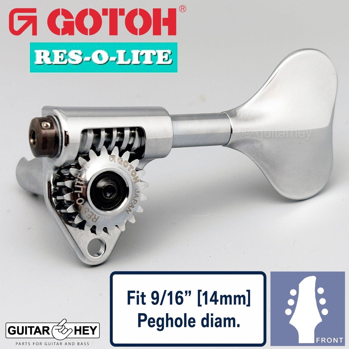 NEW Gotoh GRL510M-9 RES-O-LITE Bass 6-String L3+R3 Set 9/16" [14mm] - CHROME