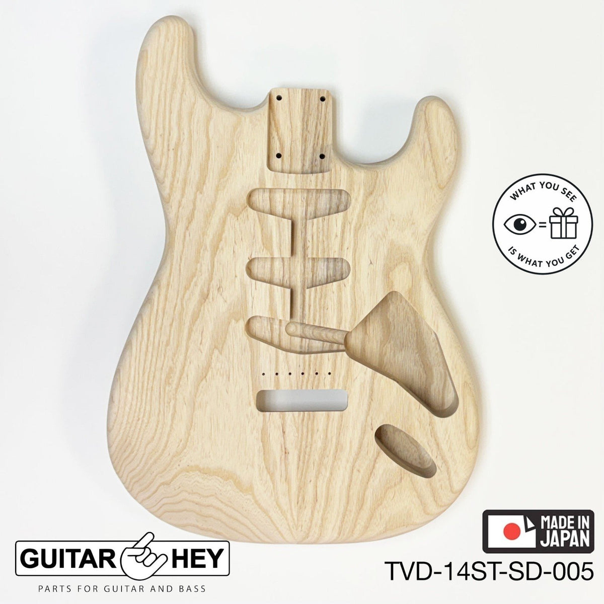 NEW Hosco JAPAN Unfinished Strat® 50's Style Body Swamp Ash 2-piece SANDED #005
