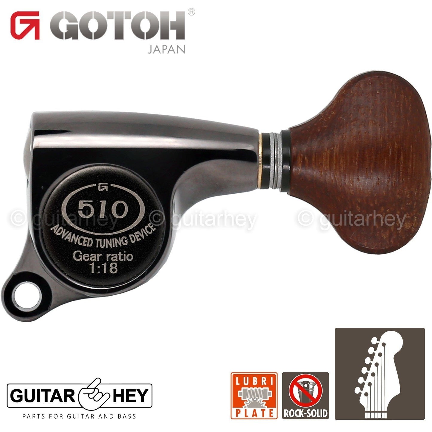 NEW Gotoh SGS510Z-GS5 6 in Line Set Mini Tuners 18:1 Gear Ratio - COSMO BLACK