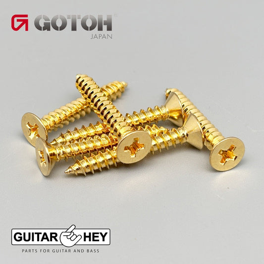 NEW (6) Gotoh Bass Guitar Bridge Mounting Screws 25mm Long S510B-4, SLR - GOLD