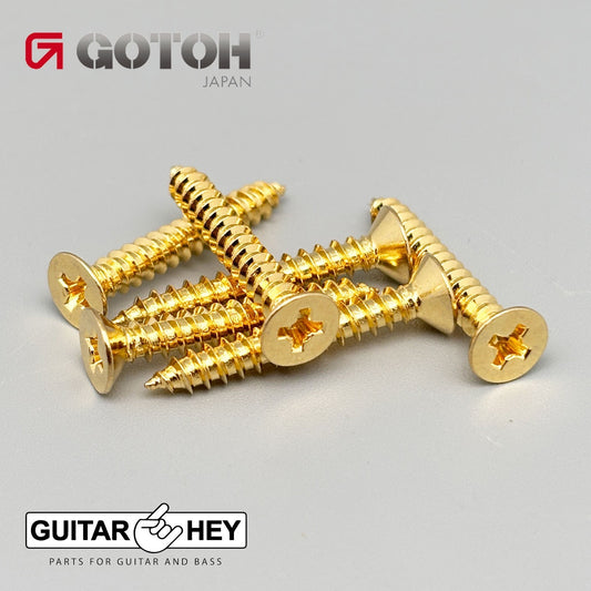 NEW (6) Gotoh Bass Guitar Bridge Mounting Screws 25mm Long S510B-4, SLR - GOLD