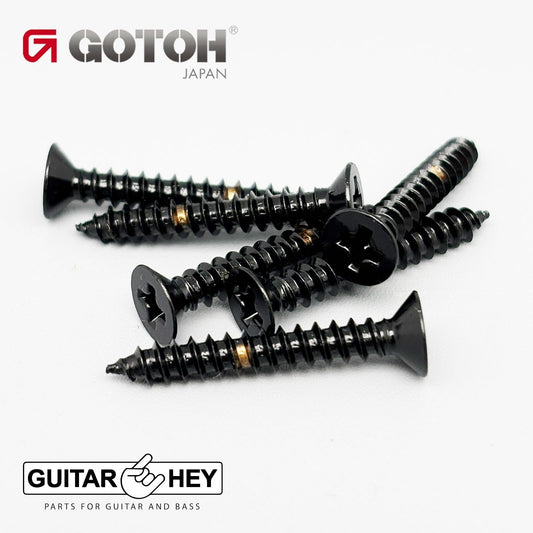 NEW (6) Gotoh Bass Guitar Bridge Mounting Screws 25mm Long S510B-4, SLR - BLACK