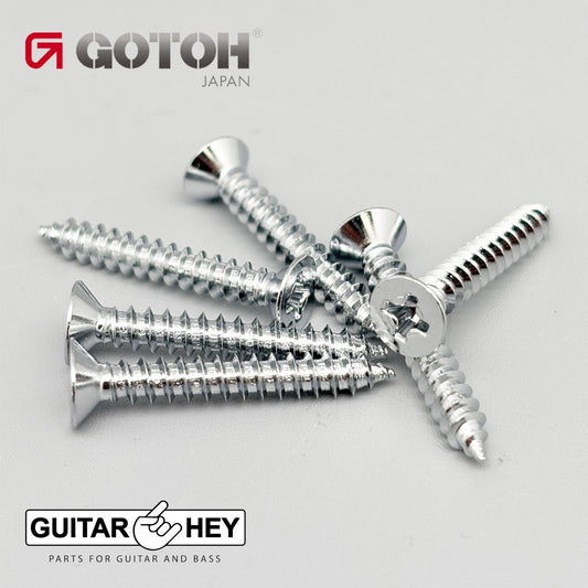 NEW (6) Gotoh Bass Guitar Bridge Mounting Screws 25mm Long S510B-4, SLR - CHROME