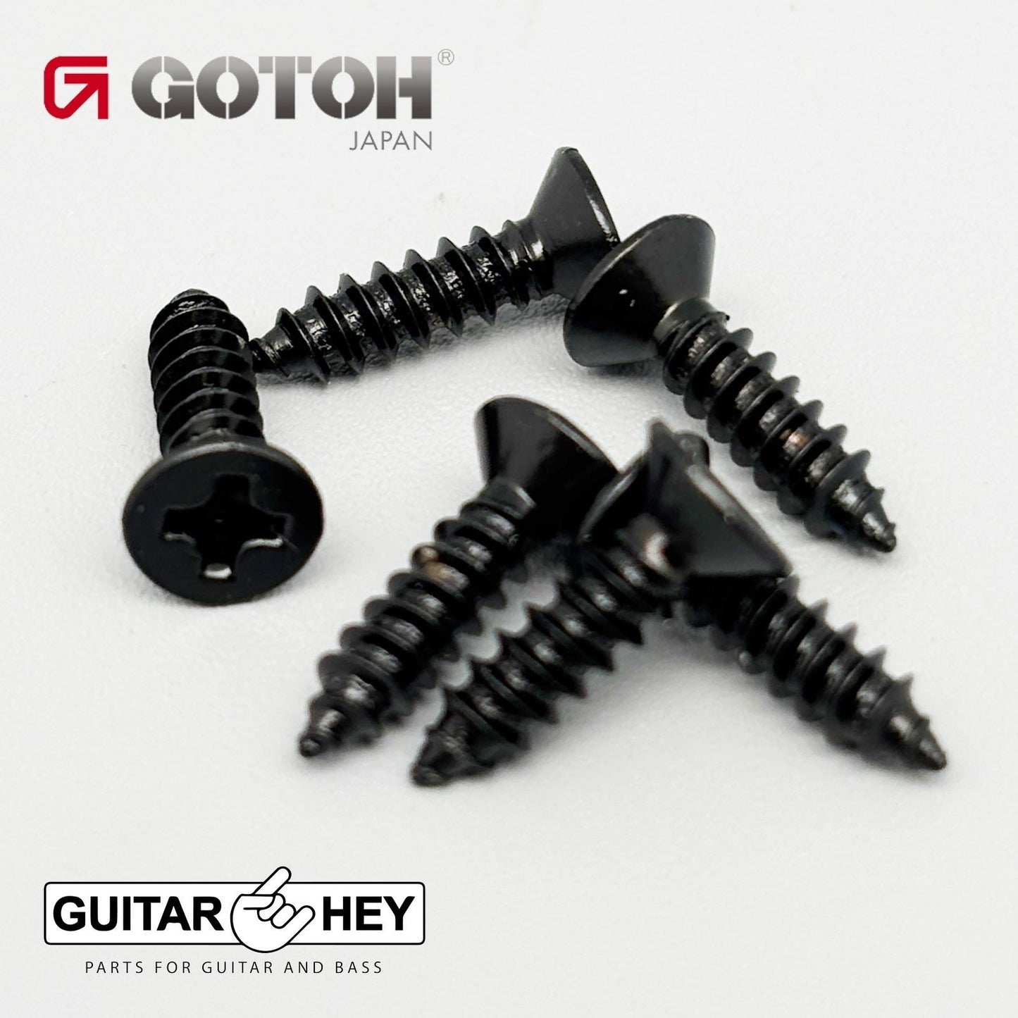 NEW (6) Gotoh Bass Guitar Bridge Mounting Screws 12mm Long J510-4/5 - BLACK