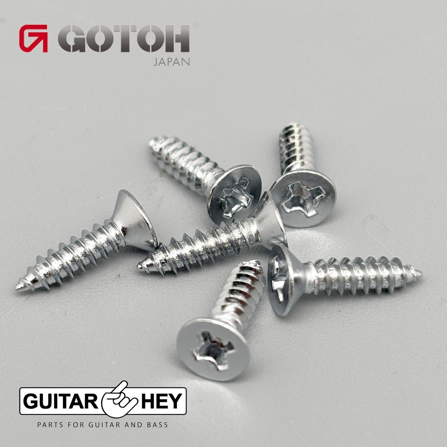 NEW (6) Gotoh Bass Guitar Bridge Mounting Screws 12mm Long J510-4/5 - CHROME