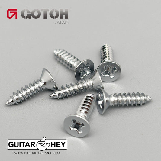 NEW (6) Gotoh Bass Guitar Bridge Mounting Screws 12mm Long J510-4/5 - CHROME