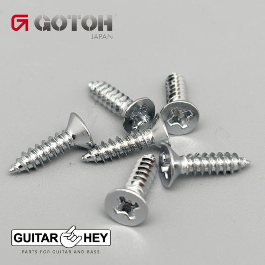 NEW (6) Gotoh Bass Guitar Bridge Mounting Screws 12mm Long J510-4/5 - CHROME