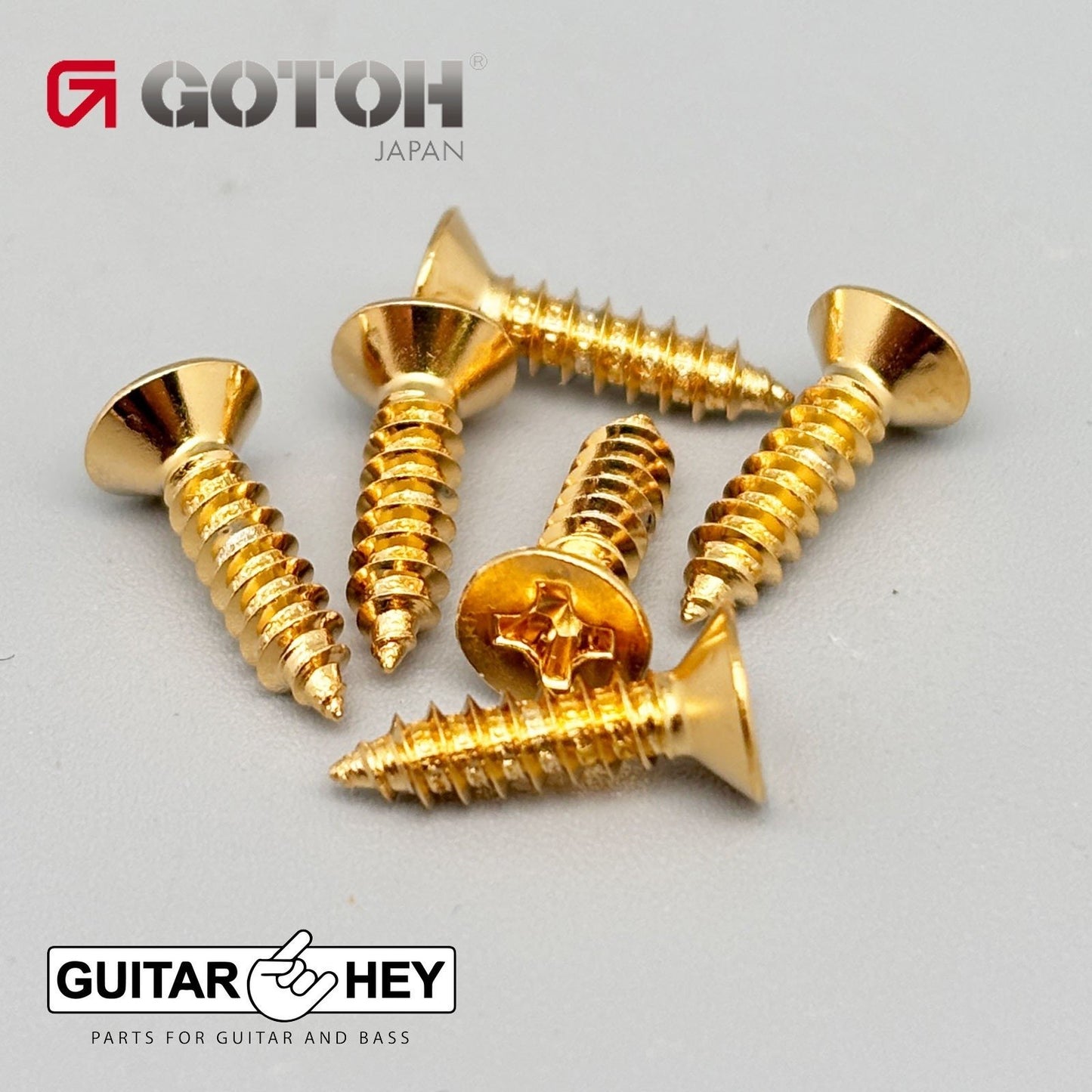 NEW (6) Gotoh Bass Guitar Bridge Mounting Screws 12mm Long J510-4/5 - GOLD