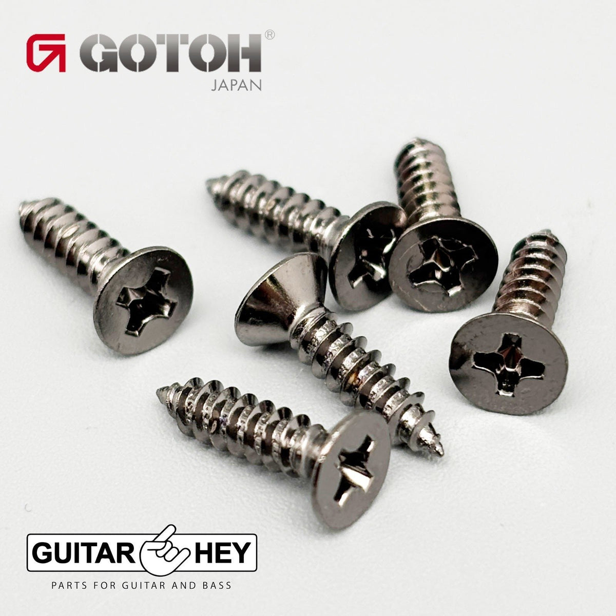 NEW (6) Gotoh Bass Guitar Bridge Mounting Screws 12mm Long J510-4/5, COSMO BLACK
