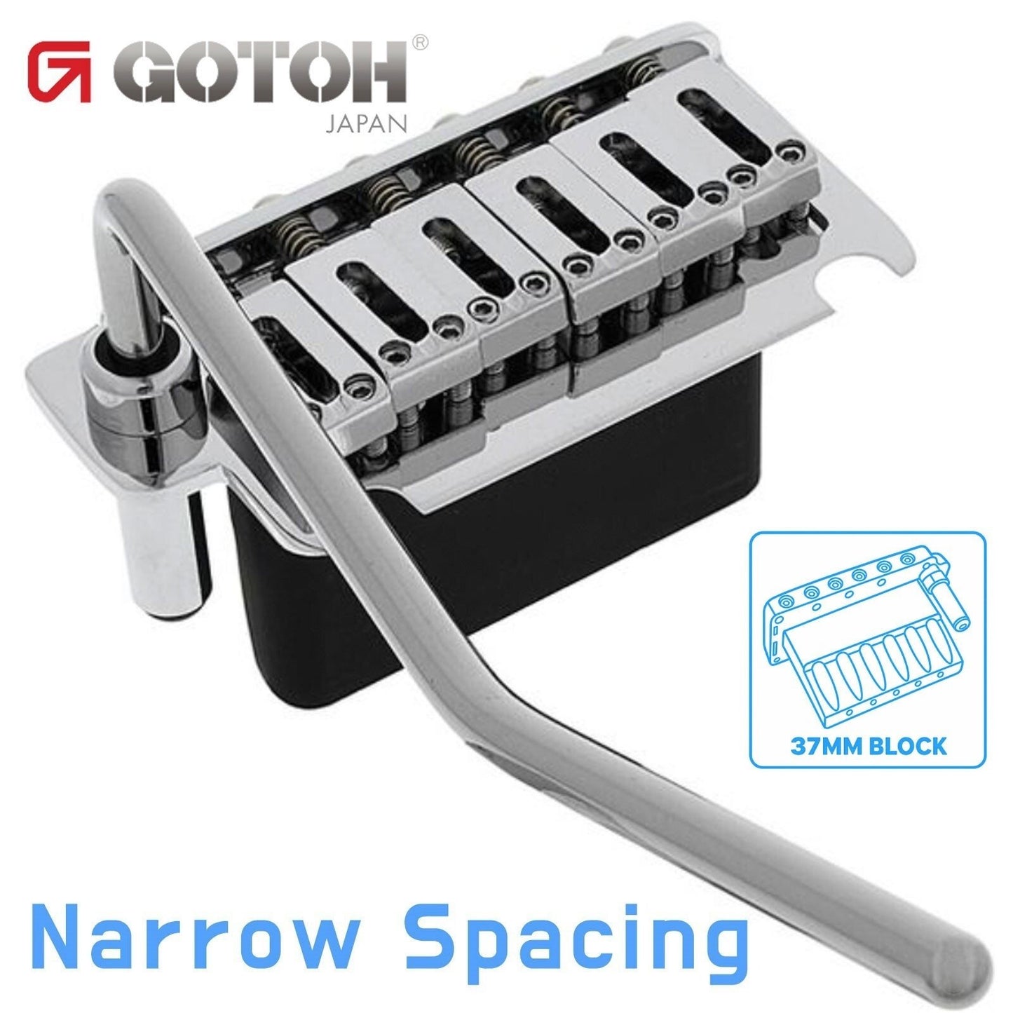 NEW Gotoh NS510T-FE1 2 Point Tremolo Bridge Narrow Spacing 37MM BLOCK - CHROME